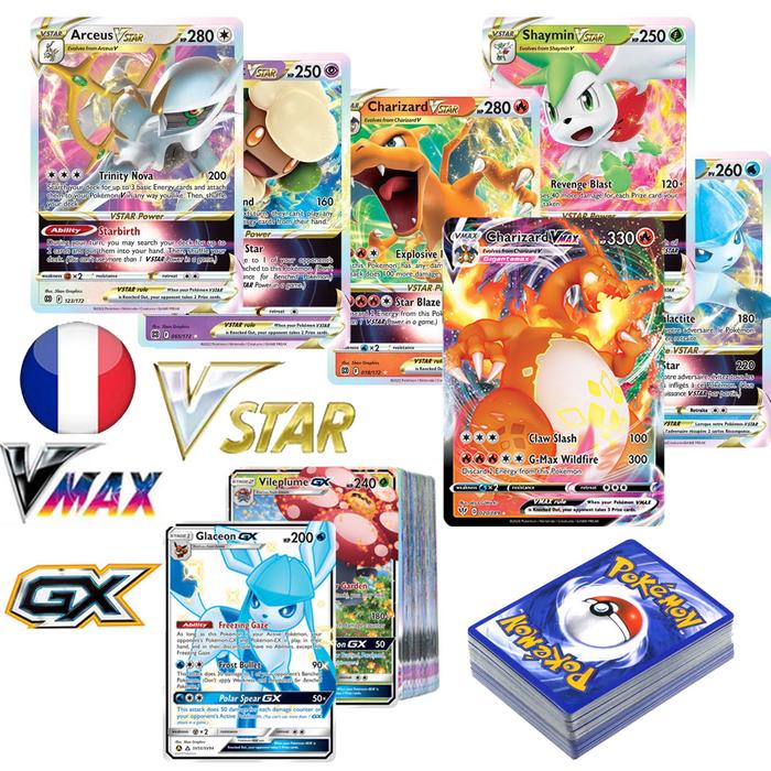 Pokemon Cards in French Letters Charizard Arceus Vstar Vmax GX MEGA