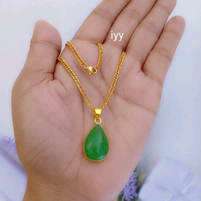 Liontin giok perak lapis emas kalung titanium Emas