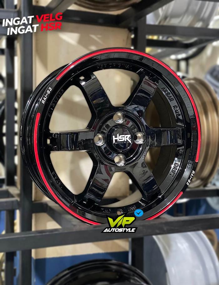 HSR Velg Mobil Agya Sigra Xenia Ring 15 Type HSR RAI S3 R15 Lebar 6,5 Pcd 4x100 4x114,3 ET 42 Hitam 