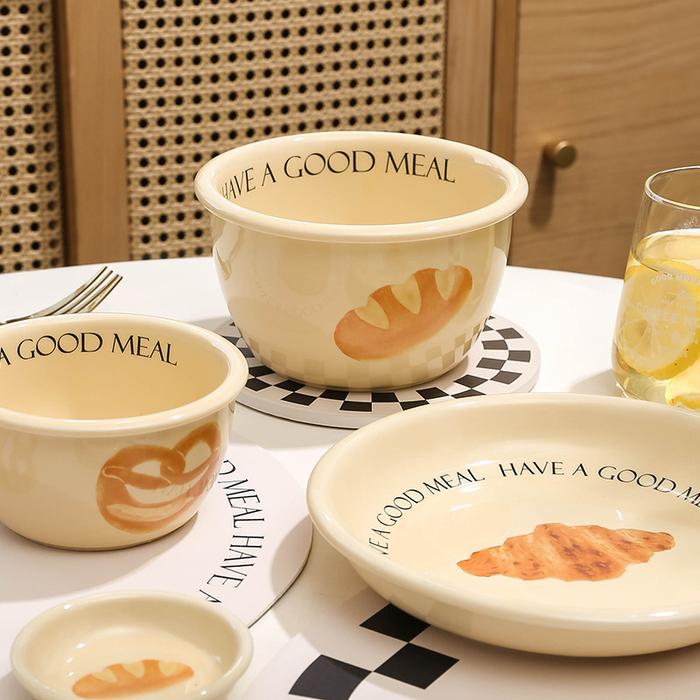 Korean Tableware Ceramic Set Ceramic Plates Ceramic Salad Bowl Flat