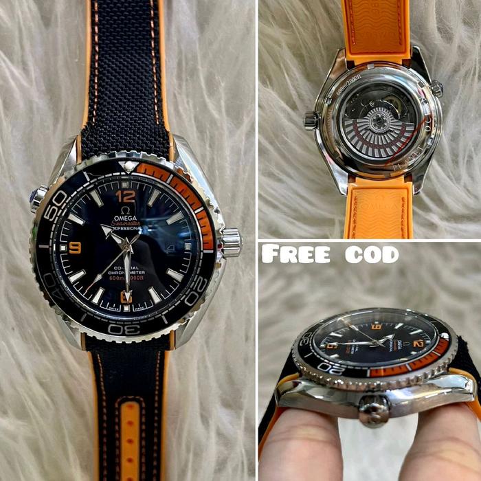 JAM TANGAN OMEGA SEAMASTER PLANET OCEAN BLACK ORANGE AUTOMATIC SWISS