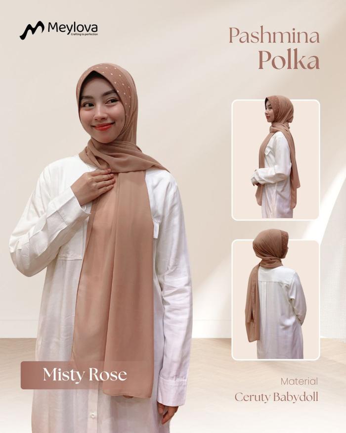 Pasmina Soft Pad Polka | Pasmina Ceruty | Hijab Soft Pad | Hijab Simple