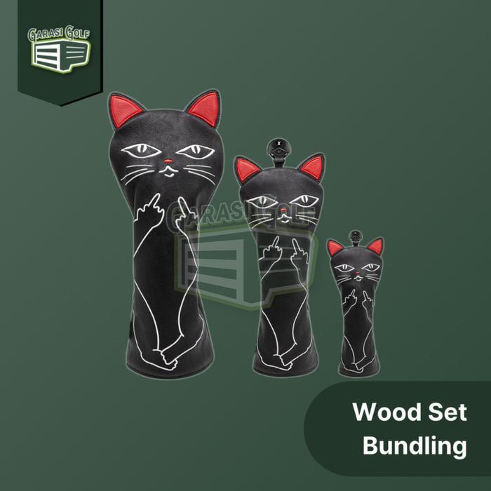 PREMIUM Naughty Cat Bundling Wood Set Head Cover Golf - Sarung Stick Driver Wood Rescue