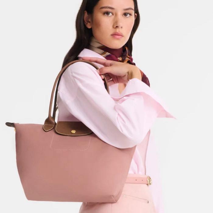 Longchamp lepliage original tote bag M pink tea