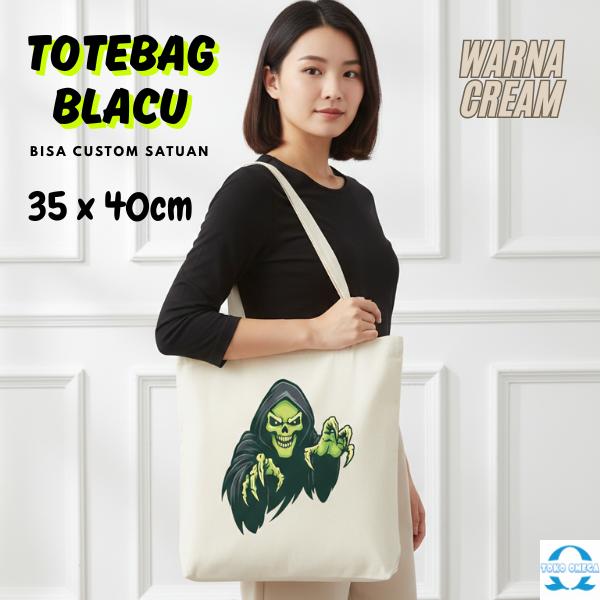 Tas Jinjing Blacu Premium Cream 35x40 Cm Custom Anime Kpop BTS Fanart Quotes dan Pola Abstract Cocok