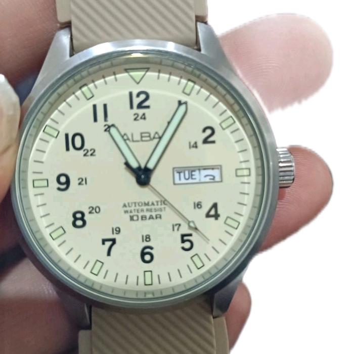 ALBA Jam Tangan Automatic AL4221 Tahan Air 10 Bar dengan Tali Kulit dan Tampilan Waktu Jelas