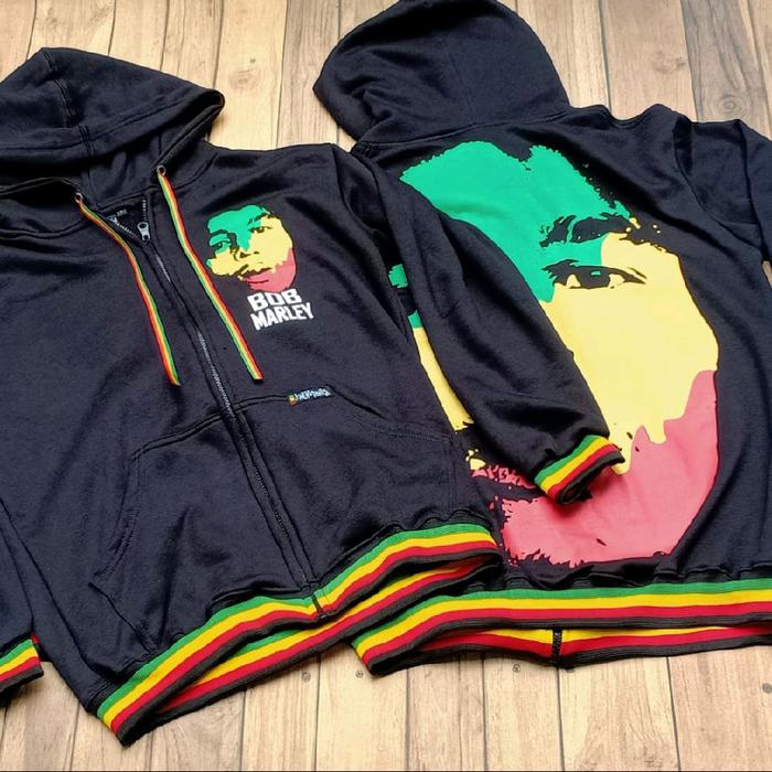 JATIMAIKA hoodie  hitam full zipper bob marley jaket rasta reggae musik jamaica