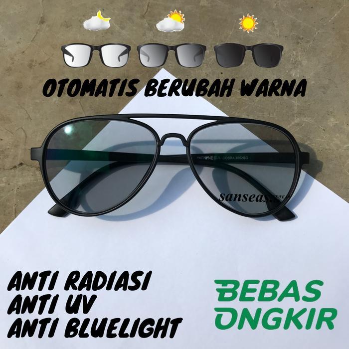 Kacamata Aviator Model Pilot Lensa Photocromic Otomatis Berubah Warna