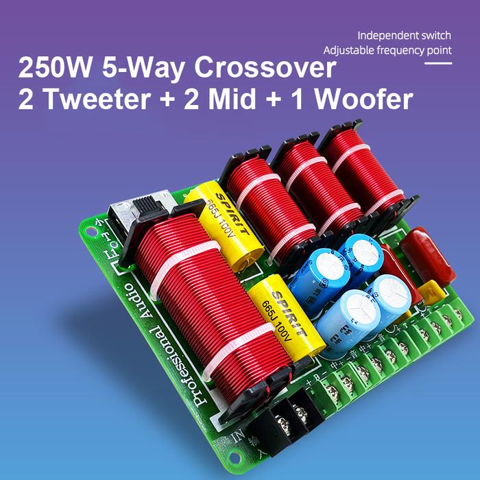 1PCS 5 Way 250W Professional Speaker Frequency Divider Stage Home Theater High Power Audio Crossover
