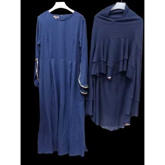 Zoya Dress Rozella Syar'i Set abaya khimar navy gamis umrah promo zoya