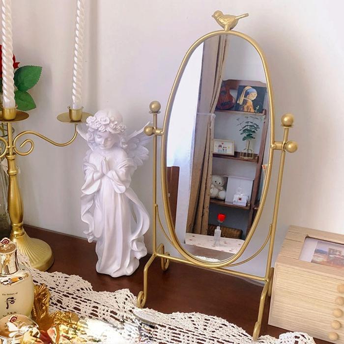 Large Standing Decorative Mirror Floor Vintage Gold Handicraft Mirror
