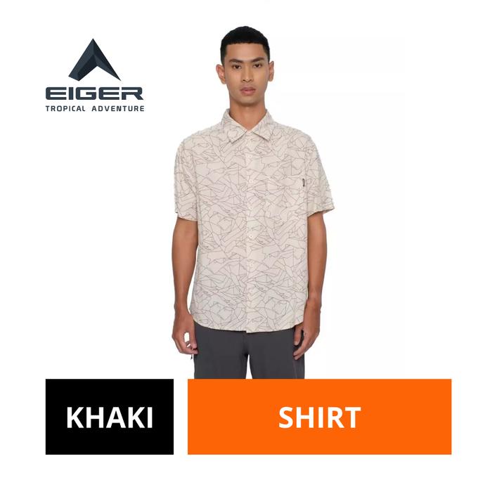 [BISA COD] Kemeja Batik Pria Eiger Original Navy Pendek Katun Glacier Ss S