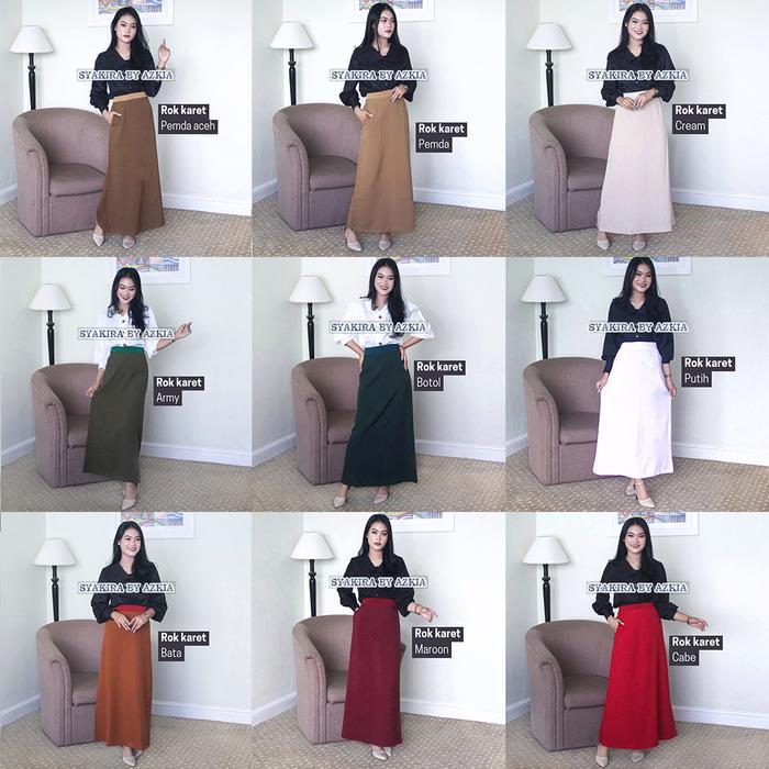 Rok A kerja wanita warna pemda tua-pemda muda-cream-army-hijau botol-putih-bata-maroon-merah cabe br