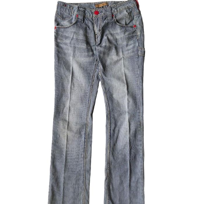 Vintage Y2K Tommy Hilfiger Jeans Hickory Stripe Carpenter Pants Workwear Celana Bawahan Cewek Wanita