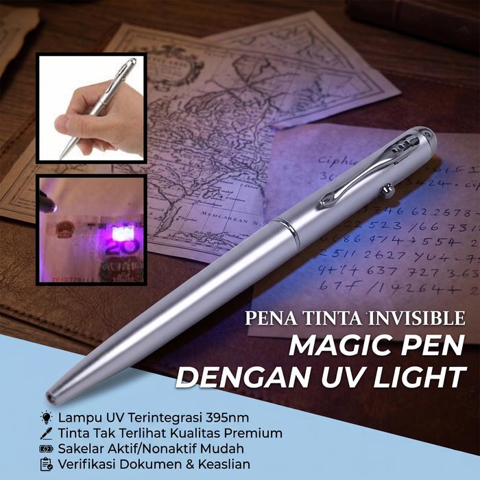 MalakuMall | Pena Tinta Invisible UV | Magic Pen dengan Lampu | Pulpen Rahasia Kreatif Anak