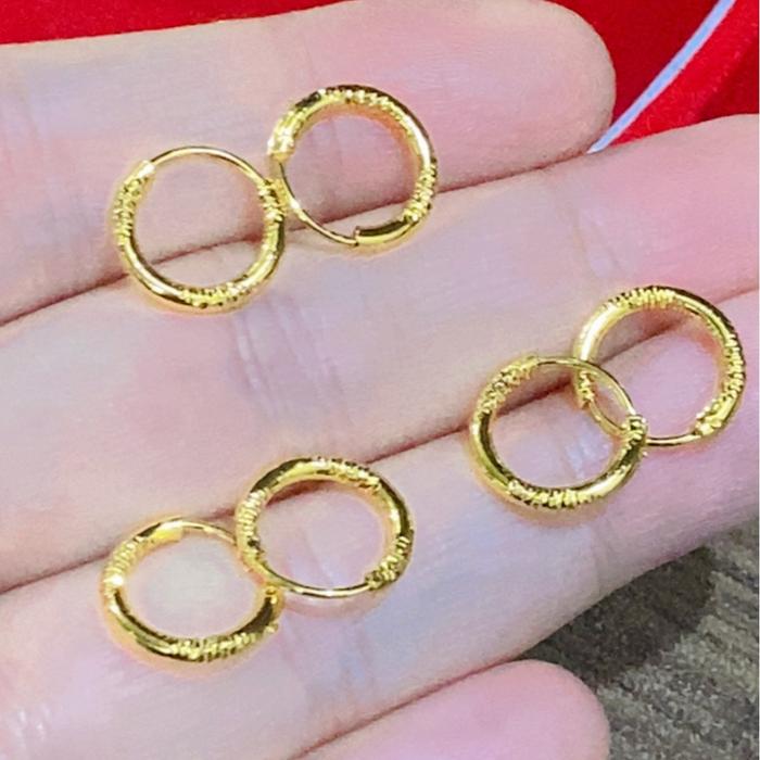 HOKKI PERHIASAN Anting Gipsy Anak dan Bayi Motif Corak Pasir Mewah Model Simpel Xuping 0-5 Tahun Kua