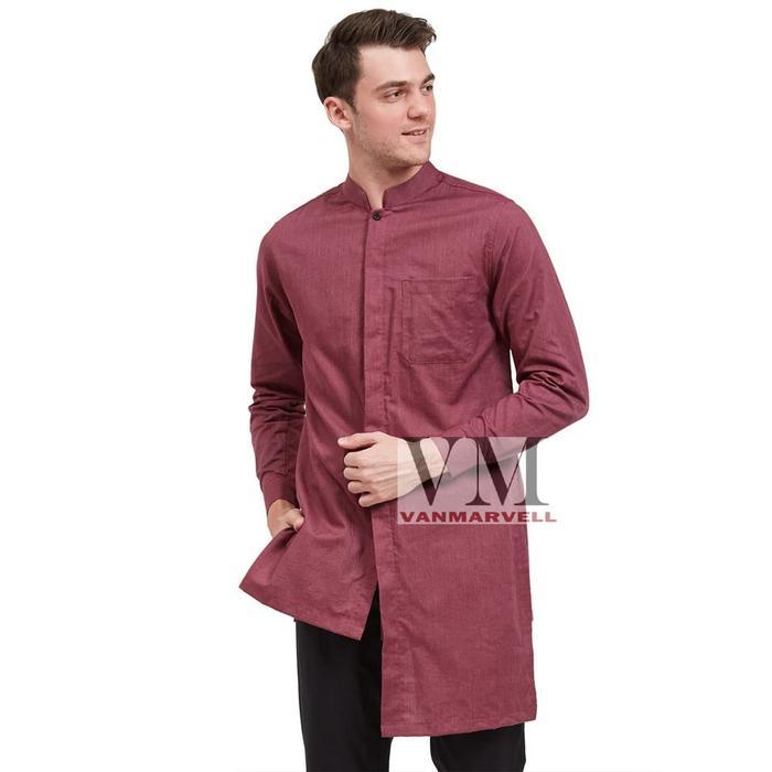 Promo VM Baju Koko Merah Maroon Gamis Panjang COD