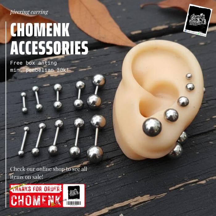 Anting Tindik Barbel Lidah Titanium Silver Pendek - Tahan Karat dan Tidak Berubah Warna - Elegan, St