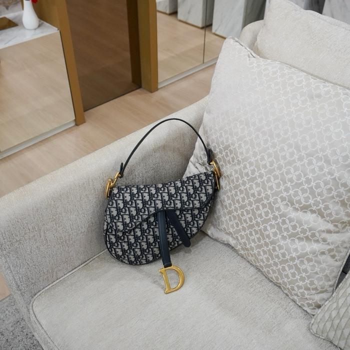 Dior saddle medium oblique jacquard navy GHW 2020 GARANSI 100% AUTHENTIC