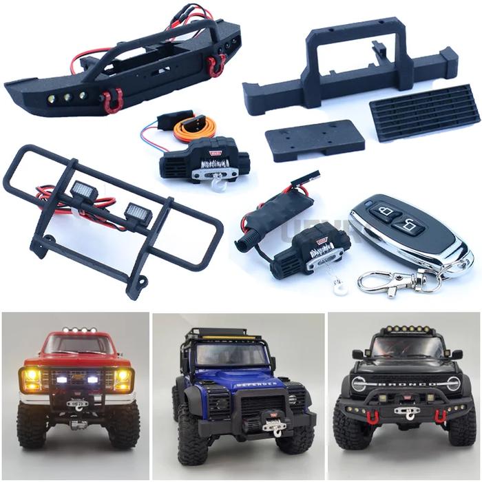 RC Crawler Car LED Front Bumper Electric Winch Controller for 1/18 Traxxas TRX4-M Defender D90 D110 