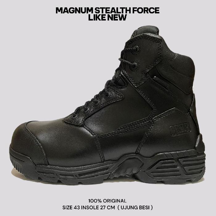 Sepatu Safety Boots Tactical Magnum Stealth Force Side Zip Original Second Size 43 Insole 27 Cm