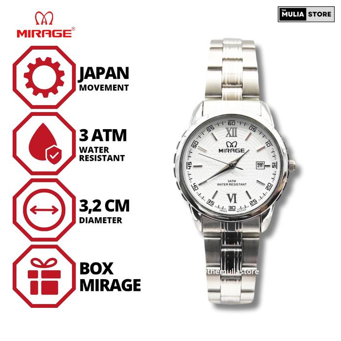 MIRAGE Jam Tangan Wanita Mirage Original 8708 BRP L Tanggal Analog