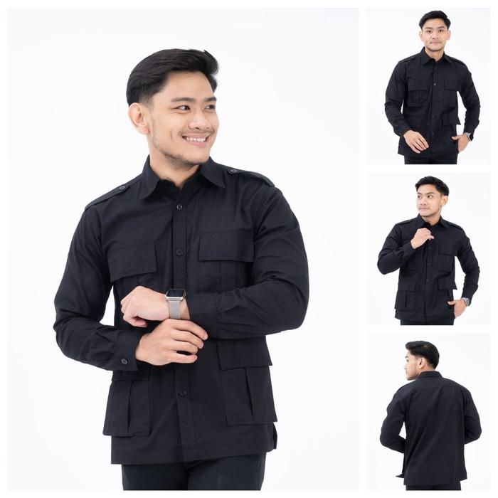 CARGO TANGAN PANJANG/ HITAM/ PRABOWO/KEMEJALAPANGAN/KEMEJAPRIA/ KERJA/KEMEJATACTICAL/ DINAS/ CARDINA