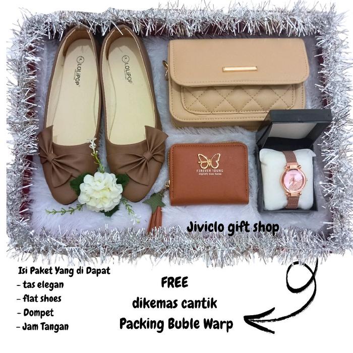 Paket Seserahan Tas Sepatu Flat shoes Dompet Jam Tangan Wanita (PO 3-5 HARI)