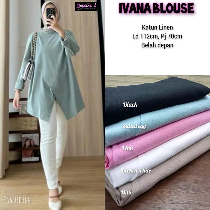 Ivana Blouse Polos Katun Linen Jumbo Ld 112 Fit XXXL By Qaisara