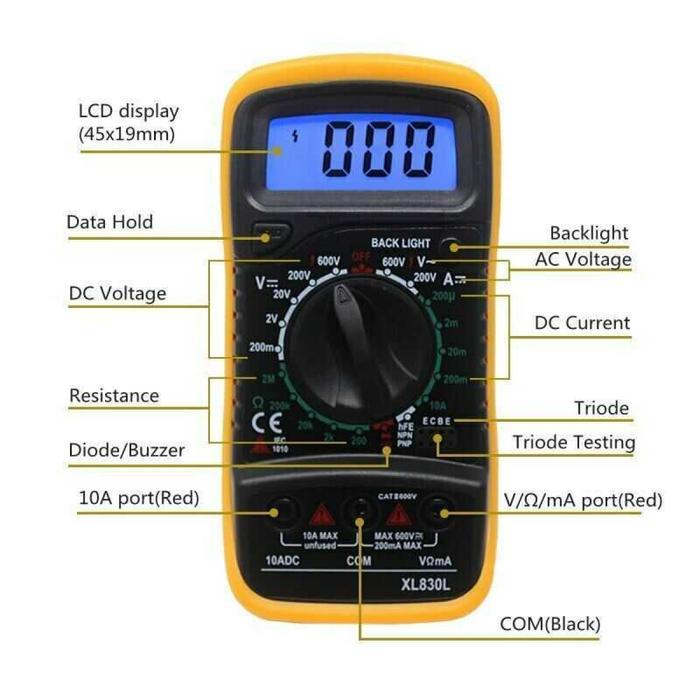Mini Digital Multimeter AC/DC Voltage Tester - XL830L