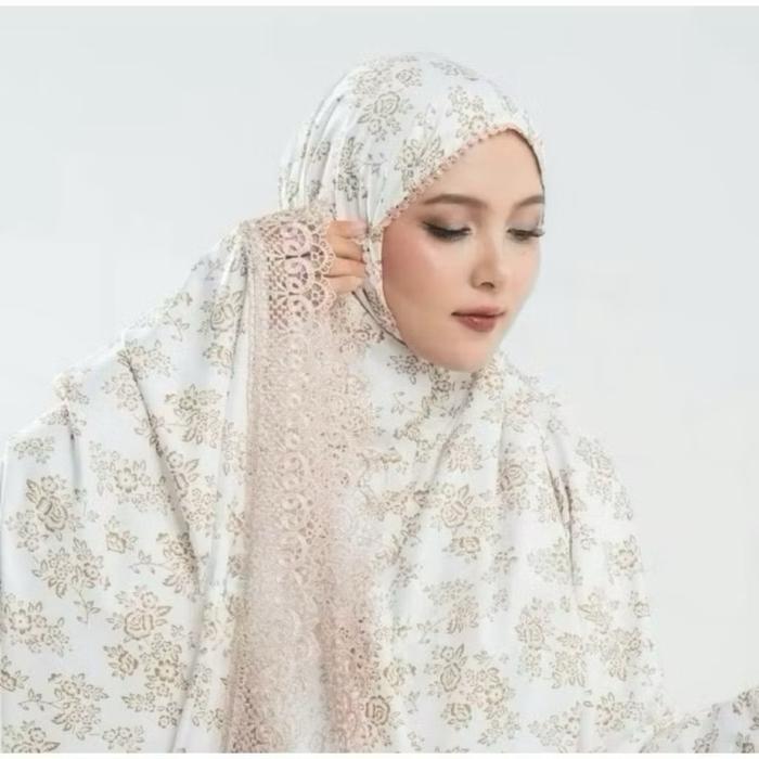 Mukena Katun Poil / Mukena Putih Renda Motif / Mukena Wanita Dewasa / Mukena Putih Murah Renda / Muk