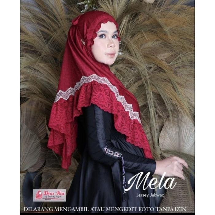 809 Jilbab Doa Ibu Siria Kerut Dahi Renda DoubleSenada Jersey Jaguar/Hijab DOI ori By Bunyamin