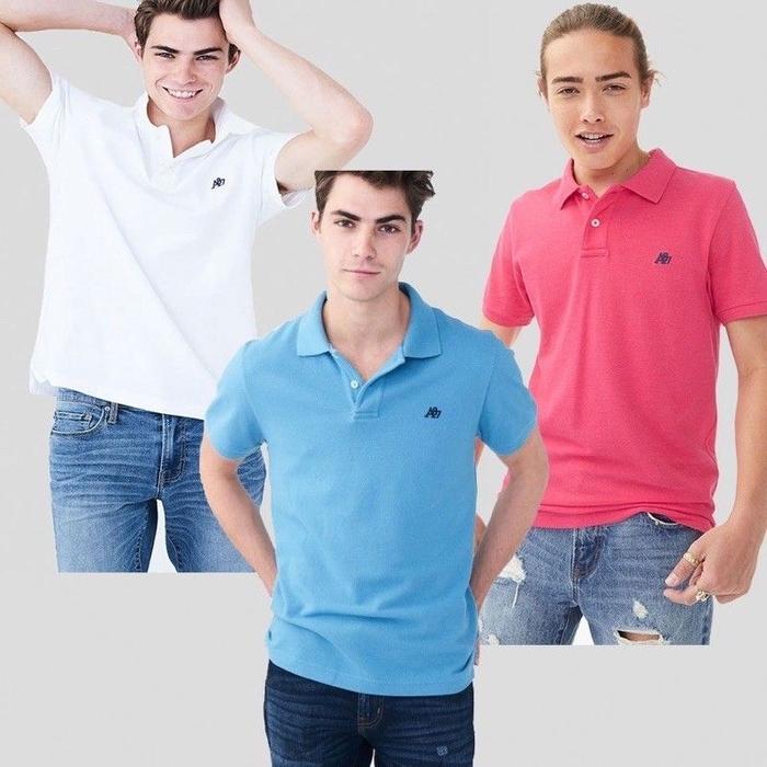 A87 Aeropostale Polo Shirt Dewasa Katun Pendek