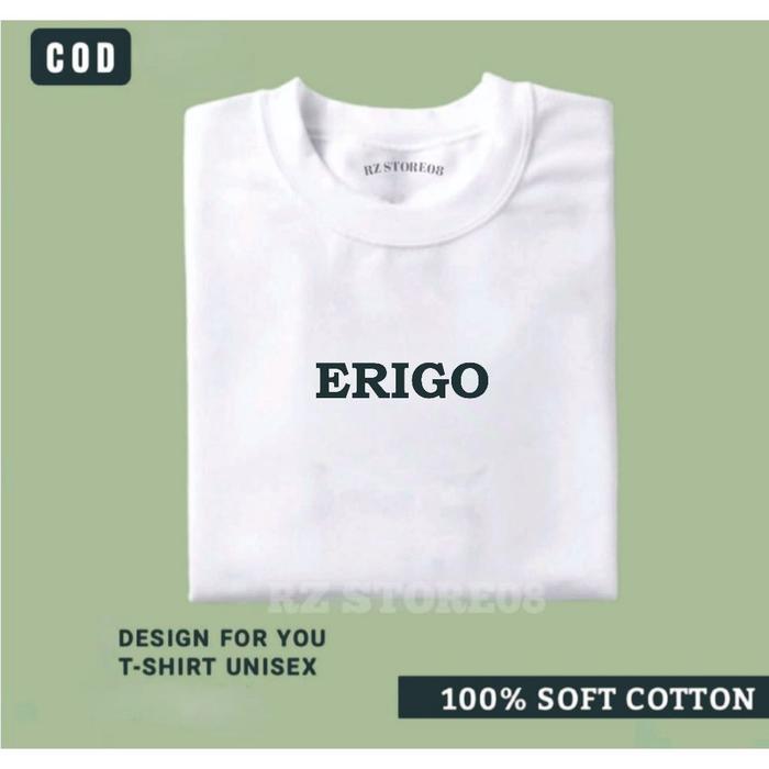 Baju Kaos Erigo Pria Wanita Lengan Pendek Distro Erigo Tengah Print Black 100% Cotton Combed 30s Teb