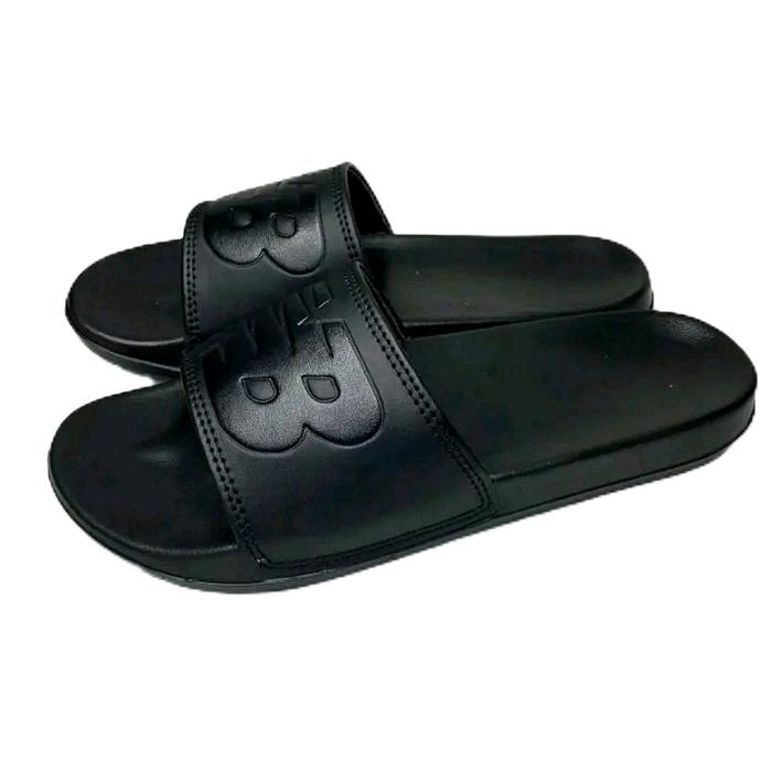 Sandal slop NB Hitam Original Terbaru Fullblack pria wanita anti licin shoes karet selop Sendal