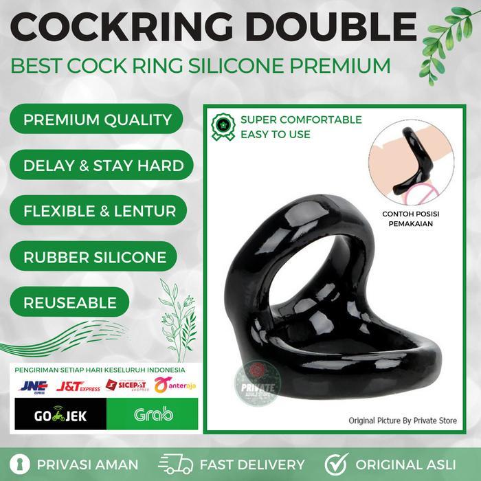 Best Seller COCK CAGE RING DOUBLE HOLE - Cincin Alat Penjepit Vital Pria Bahan Silicone Rubber Karet
