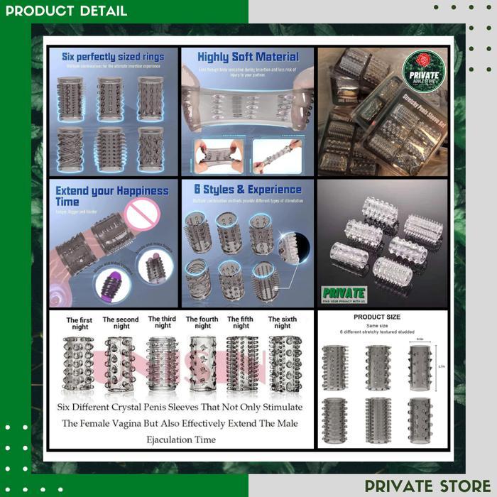 BARANG TERLARIS COCK RING SLEEVE SIX SET - 6 Pcs Variant Texture Cincin Alat Vital Pria Sarung Silic