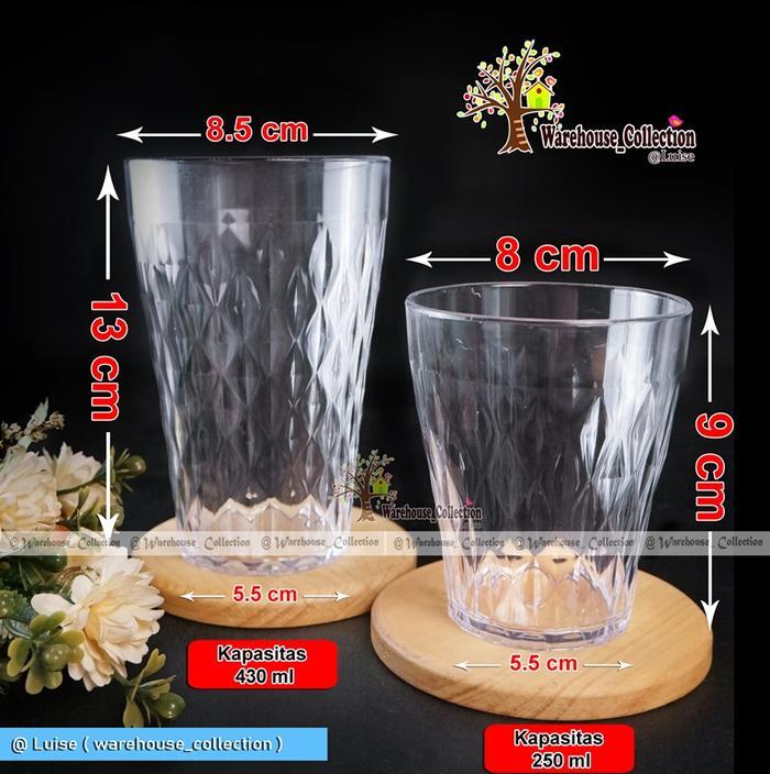 [PER- 6 BJ ]GELAS AKRILIK/ACRYLIC DIAMOND CRYSTAL/SIZE BESAR & KECIL/GELAS PLASTIK KRISTAL TEBAL MUR