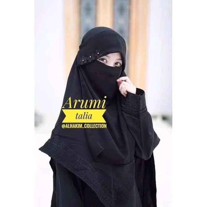 Cadar Niqab Milaya Arumi Talia Cadar Poni Hias Bunga Mutiara Cadar Tali Poni 29 Variasi Warna Lengka