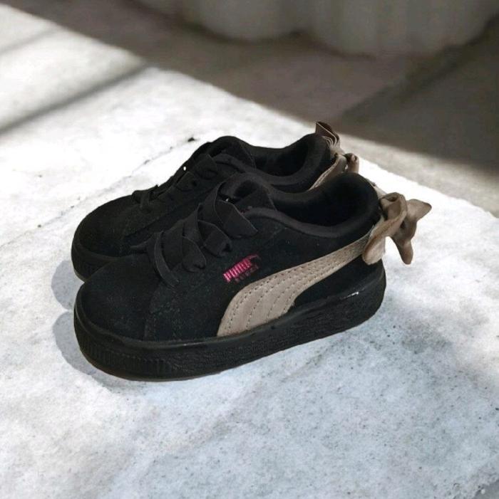 Puma Suede Bow Low-Top Trainers Black Baby Shoes Original