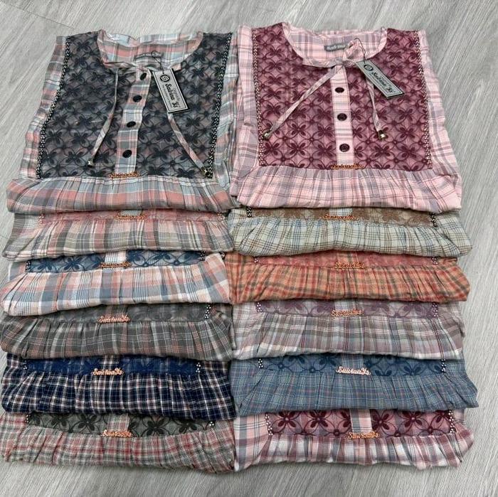 midi dres salvina ys motif kotak kotak terbaru Muslim Mewah