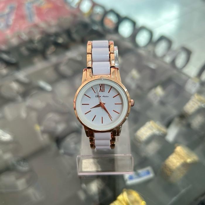 Jam tangan Wanita model rantai keramik putih