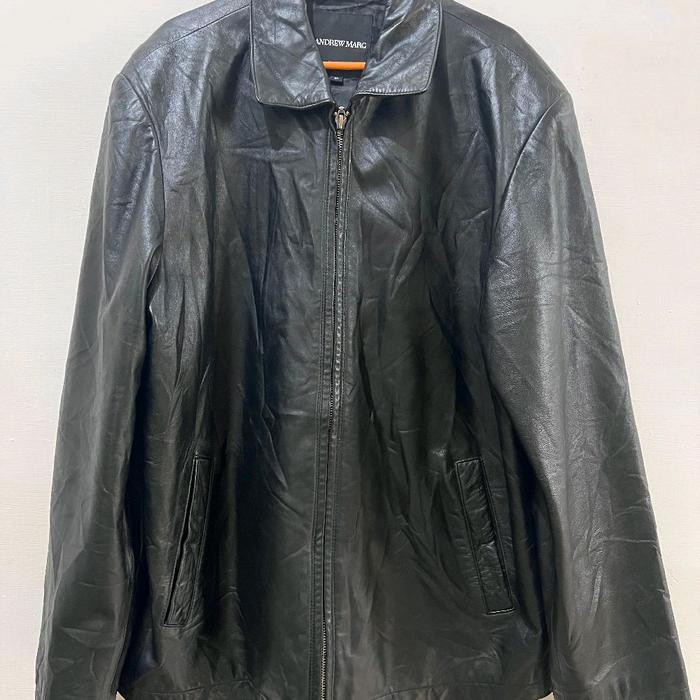 Jaket kulit asli pria andrew marc size XL