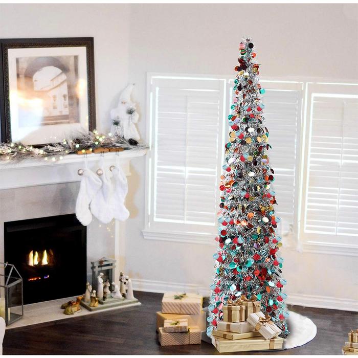 Pohon Natal Pop Up Tinsel 150cm Hiasan Dekorasi Ornament Natal Pajangan Pohon Natal Murah