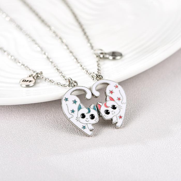 Kalung Couple Kucing Lucu BFF – Kalung Persahabatan Magnet Love Cat untuk Sahabat / Pasangan