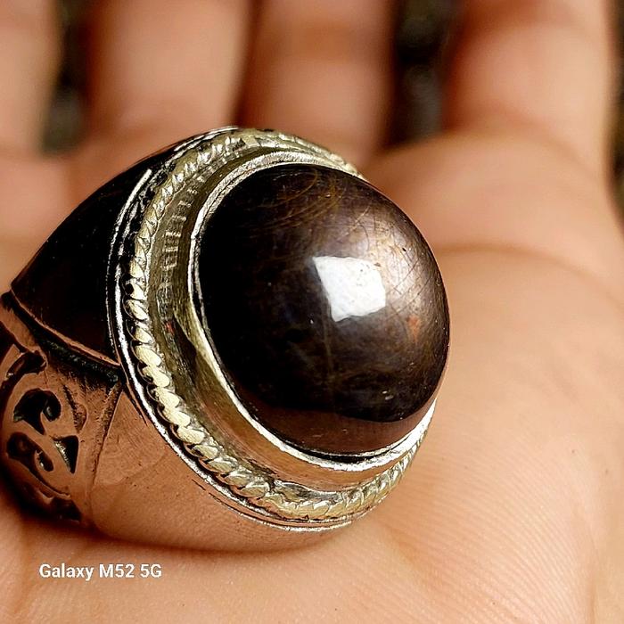 cincin permata Ruby star gondola Natural /black safir Ring alpaka super elegan anti karat Batu