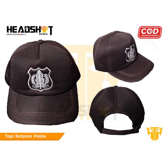 Topi Satpam Security Coklat Jaring - Topi Satpam Coklat Lis - Topi security Coklat Jaring - Topi Sat