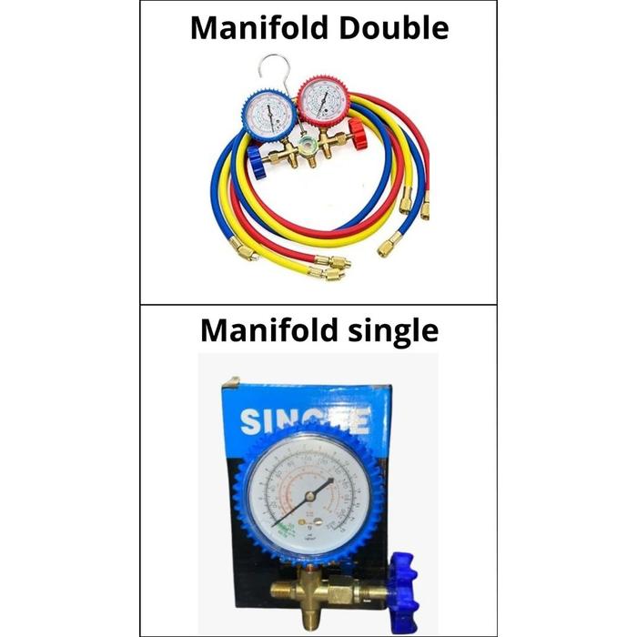 Manifold AC Double Gauge Plus Selang R22 Multifungsi Freon R22 R134 R32