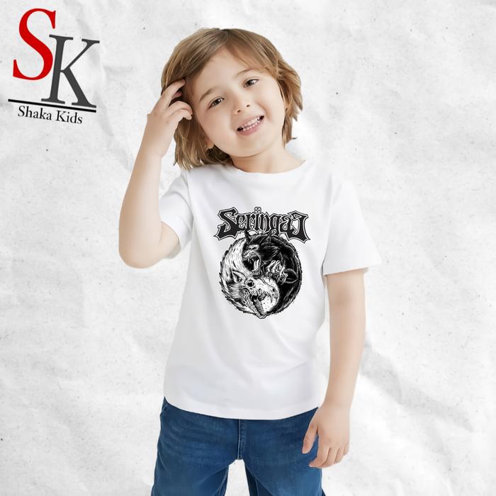 ShakaKids Fashion Atasan Baju Anak Seringai Lengan Pendek Putih Cotton Combat Original Pakaian Kaos 