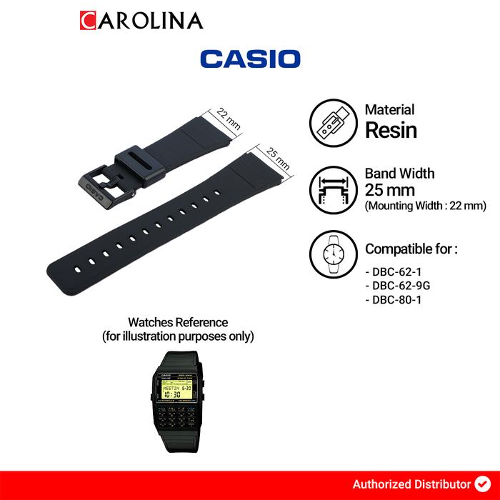 Tali Strap Casio DBC-62-1 / DBC-62-9G 25 mm Black Resin Band
